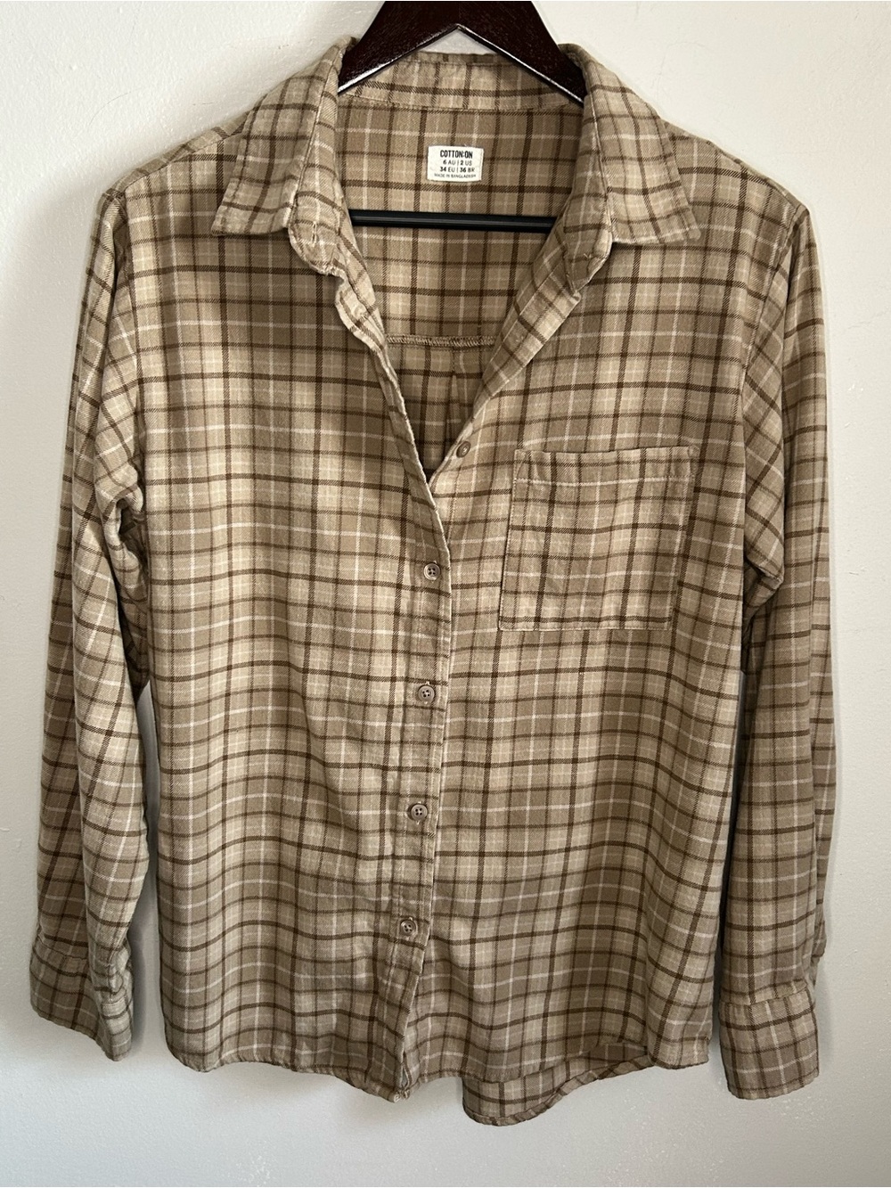 Cotton On Women's Oversized Plaid Brushed Flannel Button Down Shirt - Picture 9 of 9
